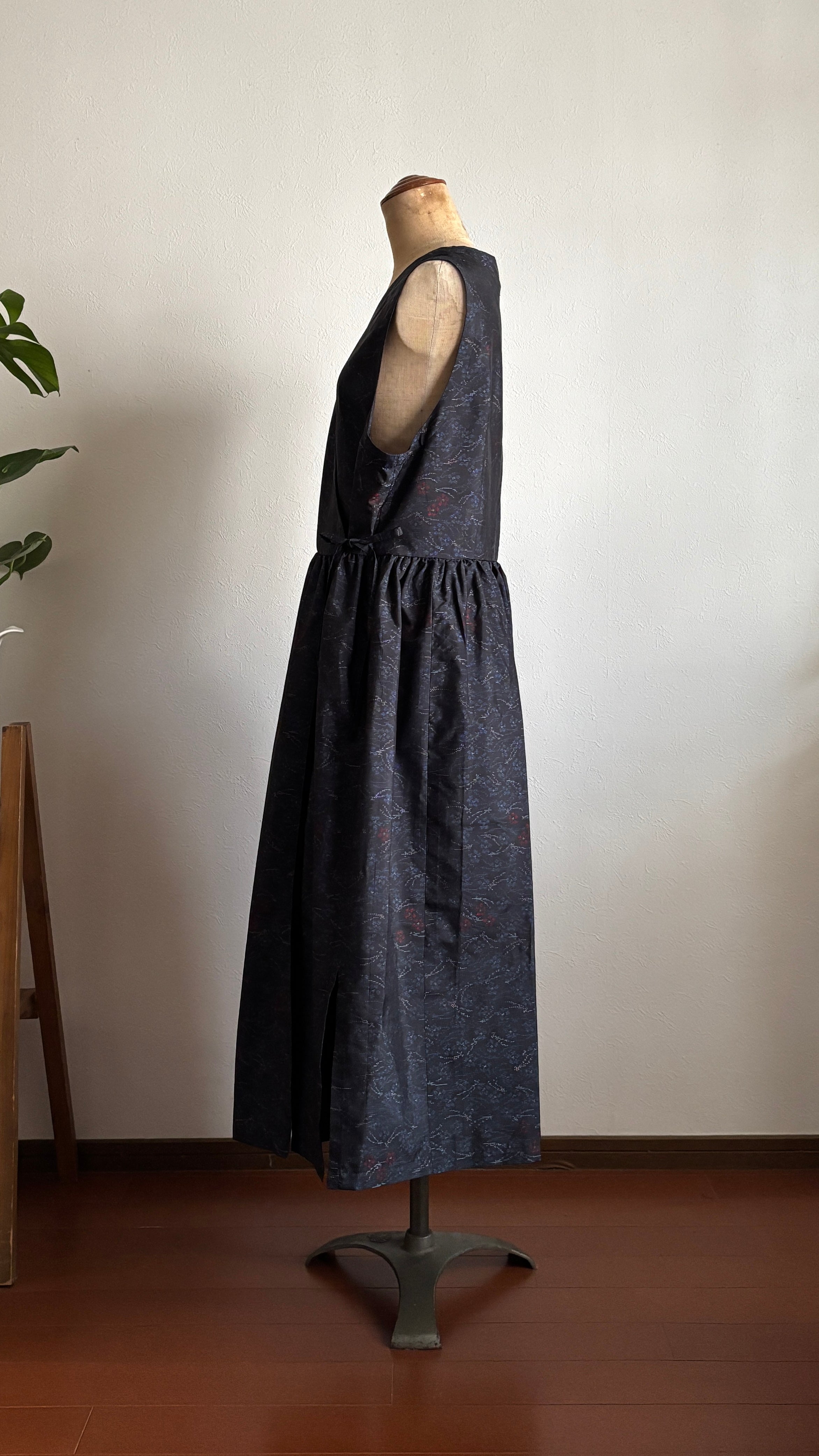 40－＼松花 -SHOUKA-／大島紬カシュクールワンピース 身幅53cm 着丈114.5cm