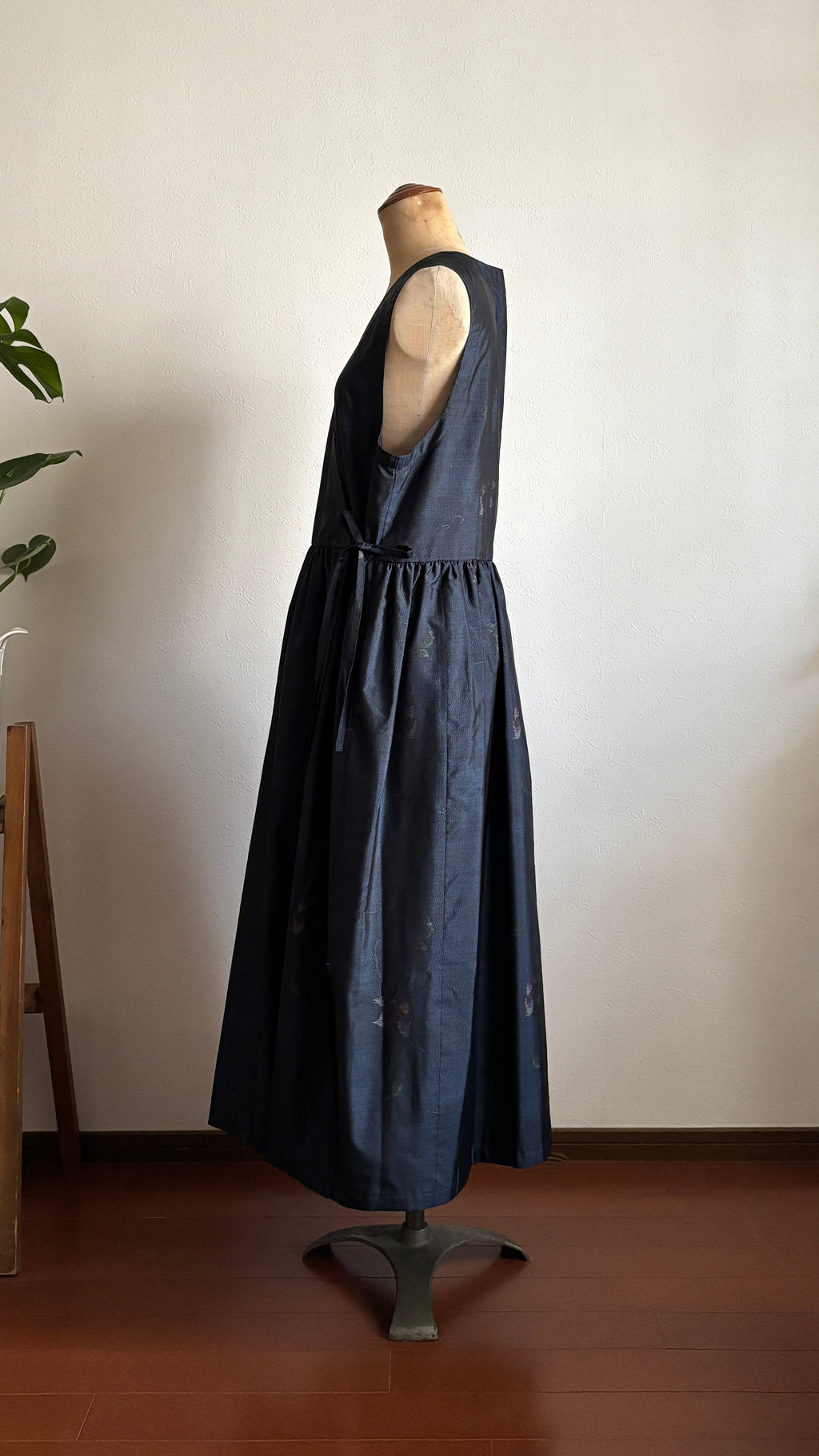 38－＼紫音 -SHION-／大島紬カシュクールワンピース 身幅53cm 着丈118cm