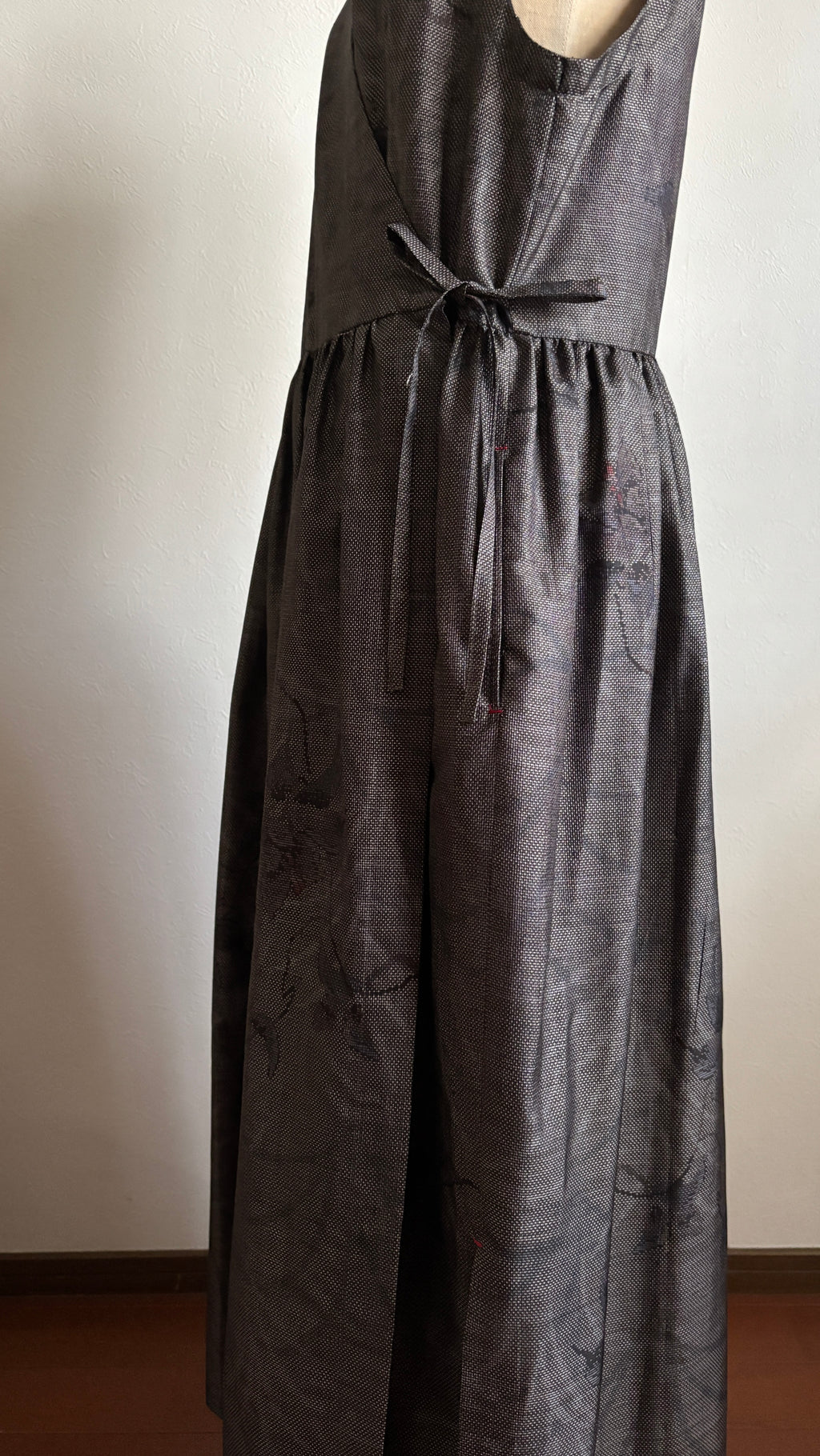 16－＼梢 -KOZUE-／大島紬カシュクールワンピース  身幅48cm  着丈120cm
