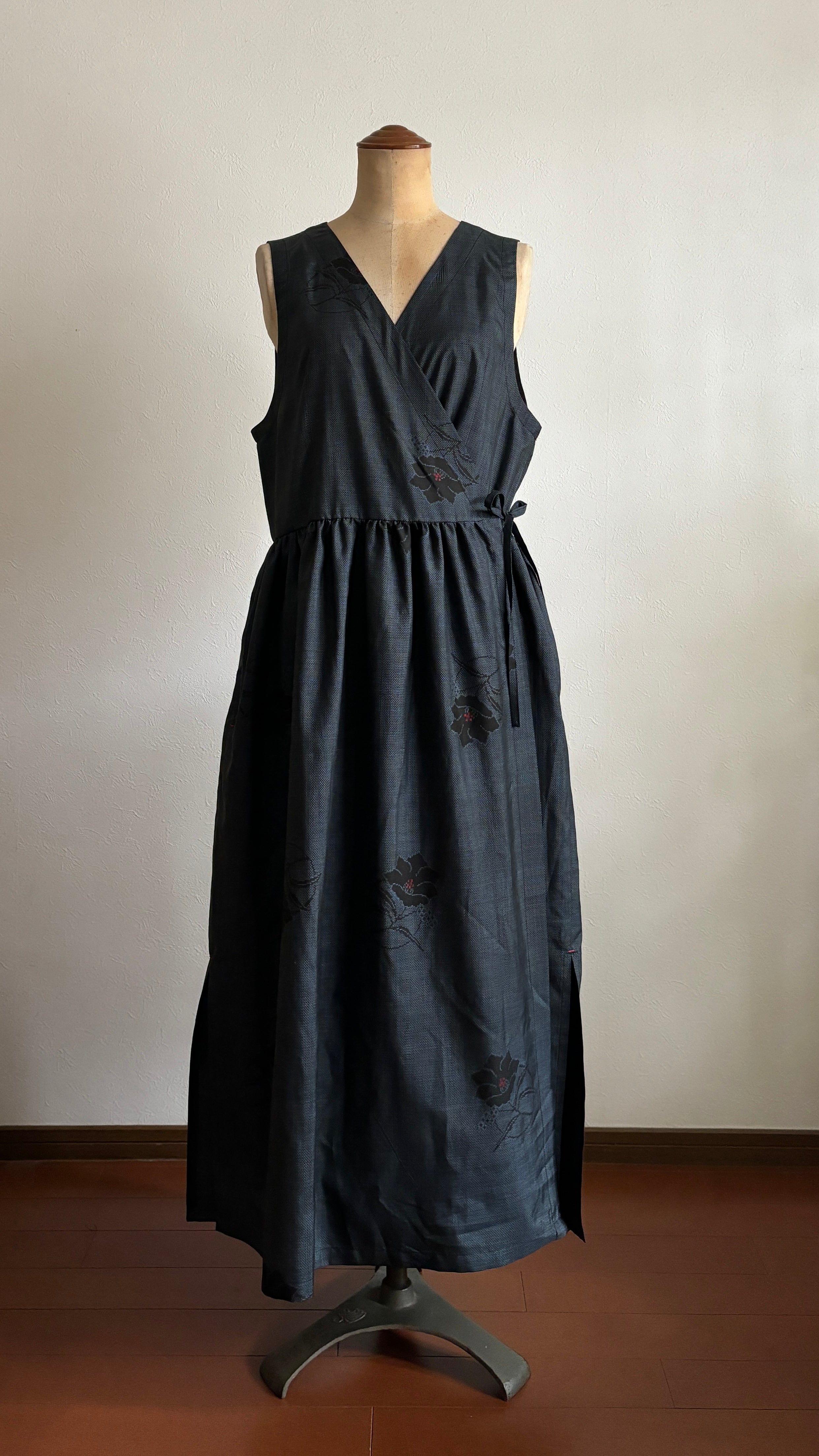 大島紬カシュクールワンピース 緋美 | Himi.