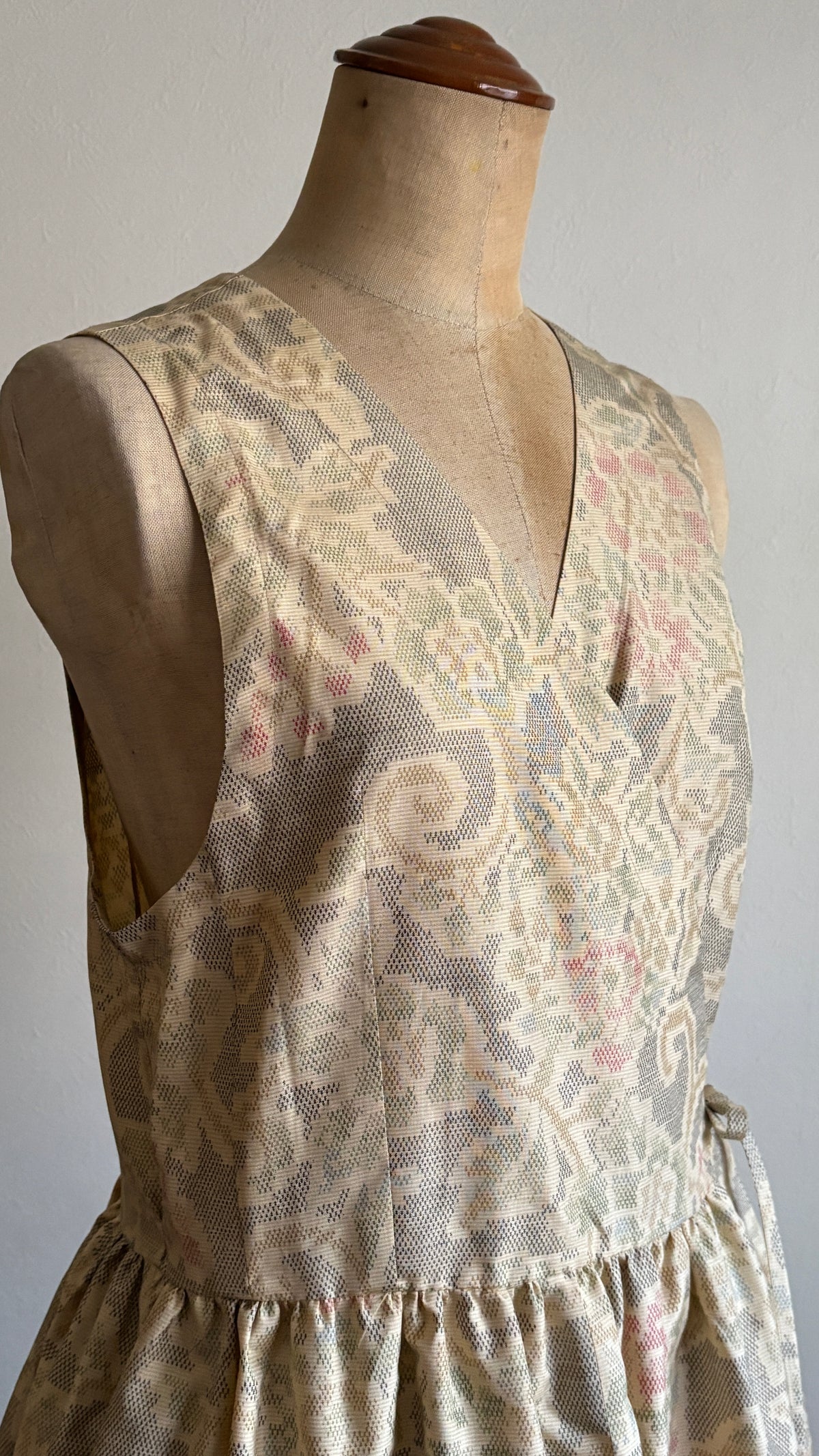 01－＼花ゆめ－HANAYUME－／  大島紬カシュクールワンピース　身幅45cm  着丈115cm