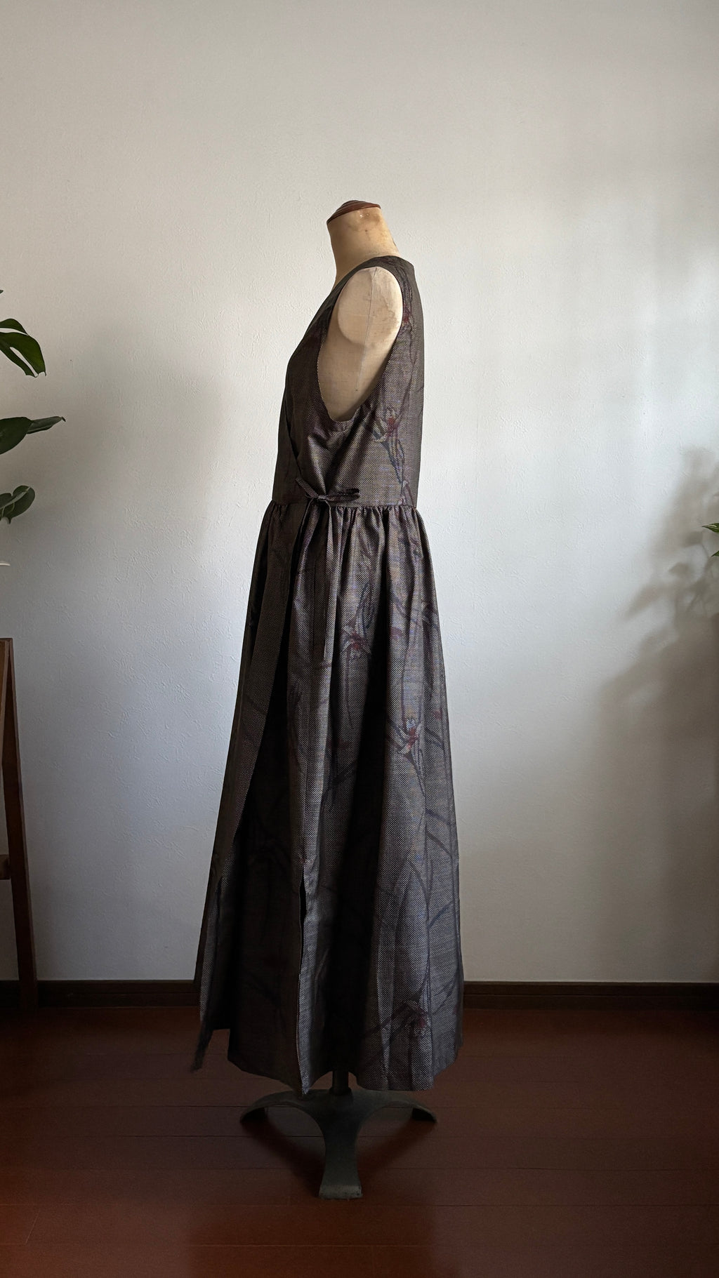 14－＼千尋 -CHIHIRO-／大島紬カシュクールワンピース  身幅48cm  着丈121cm
