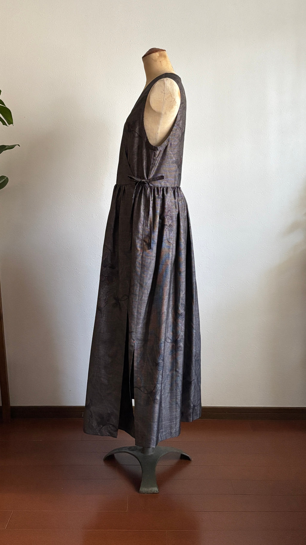 16－＼梢 -KOZUE-／大島紬カシュクールワンピース  身幅48cm  着丈120cm