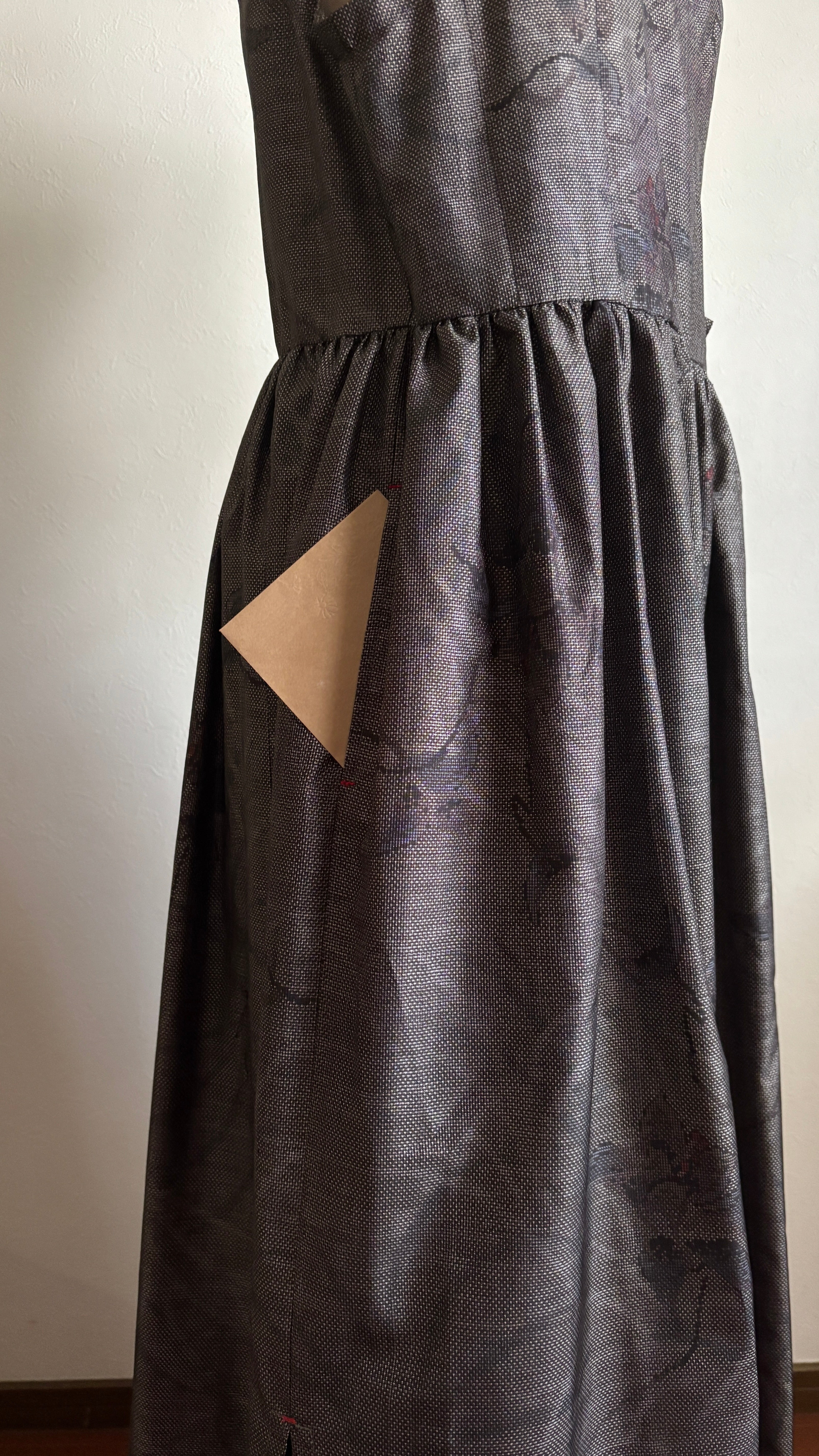 16－＼梢 -KOZUE-／大島紬カシュクールワンピース  身幅48cm  着丈120cm