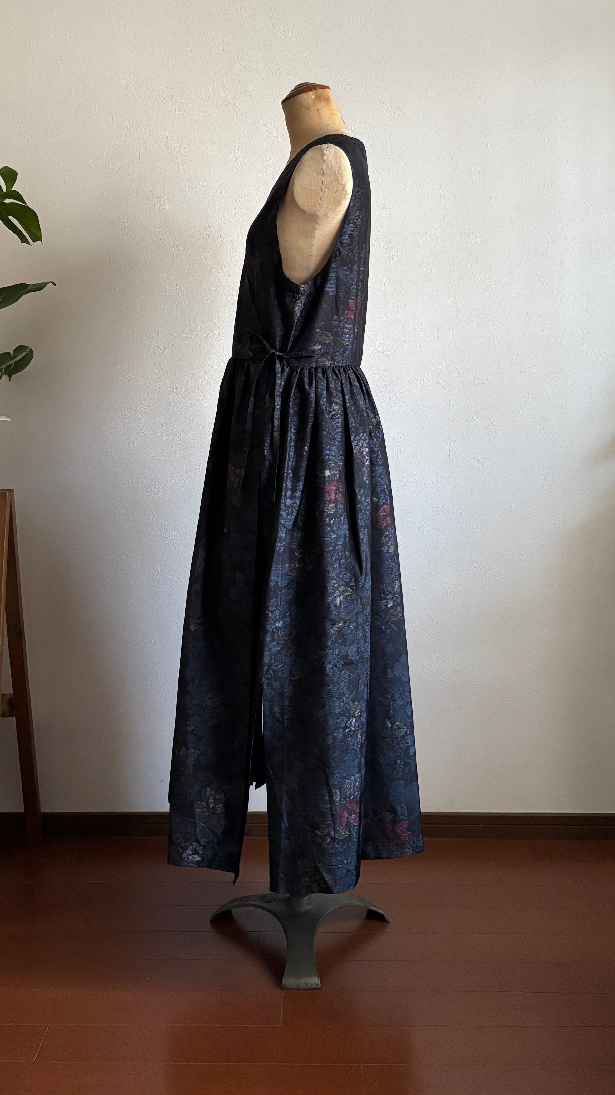 19－＼響 -HIBIKI-／大島紬カシュクールワンピース  身幅48cm  着丈121cm