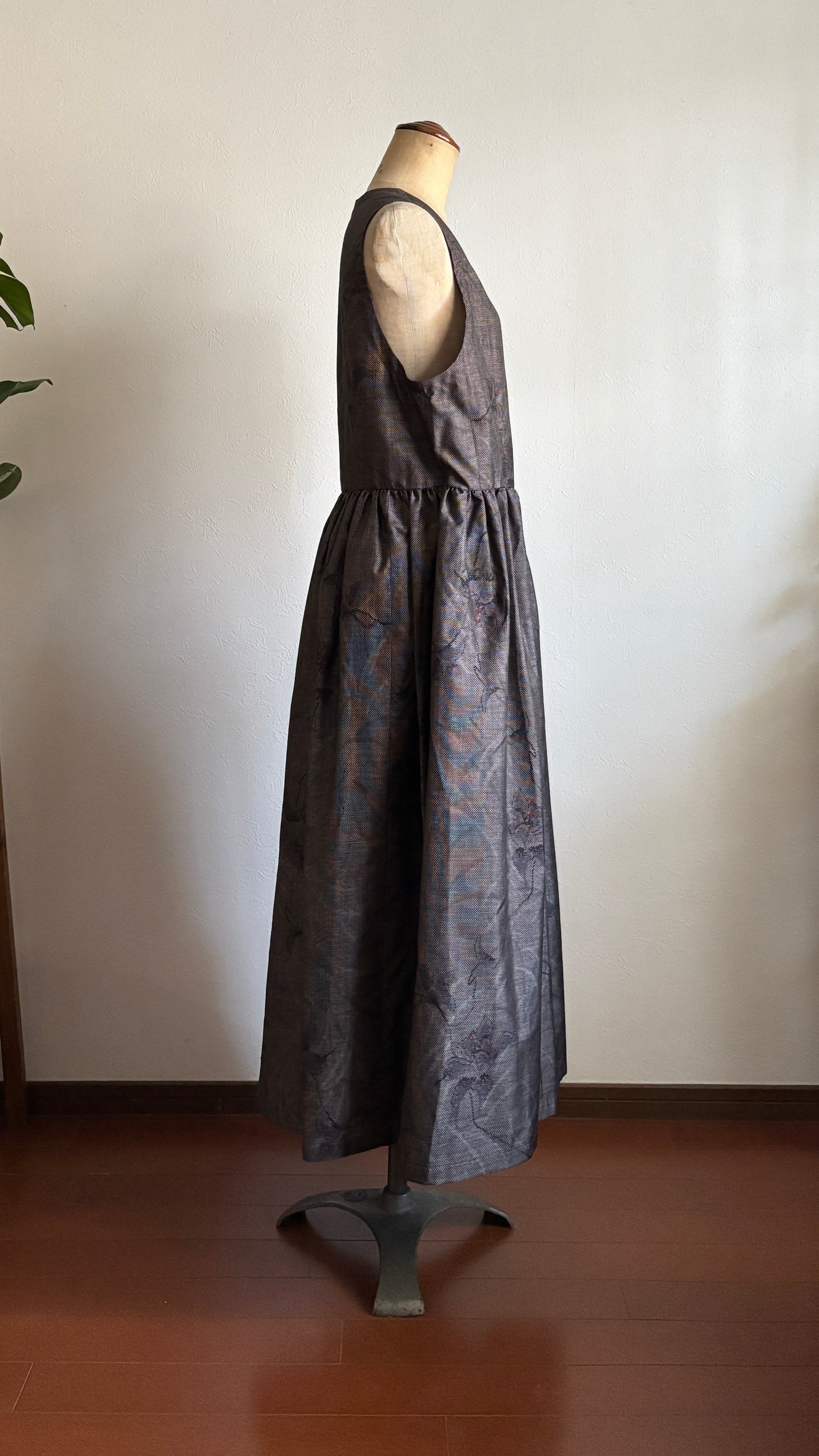 16－＼梢 -KOZUE-／大島紬カシュクールワンピース  身幅48cm  着丈120cm