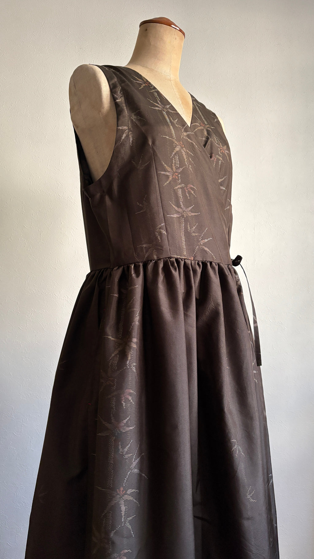 17－＼ 篠 －SHINO－ ／大島紬カシュクールワンピース　身幅48cm  着丈116.5cm