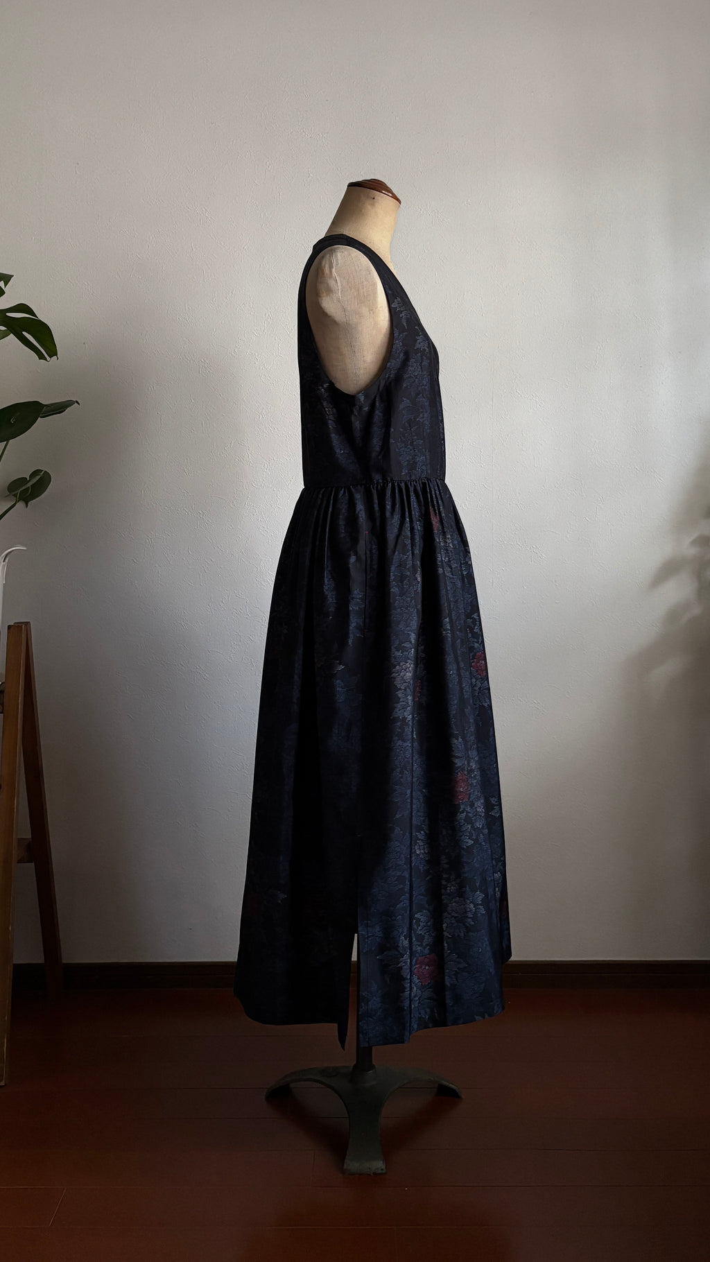 07－＼玉響 -TAMAYURA-／大島紬カシュクールワンピース　身幅45cm  着丈117cm