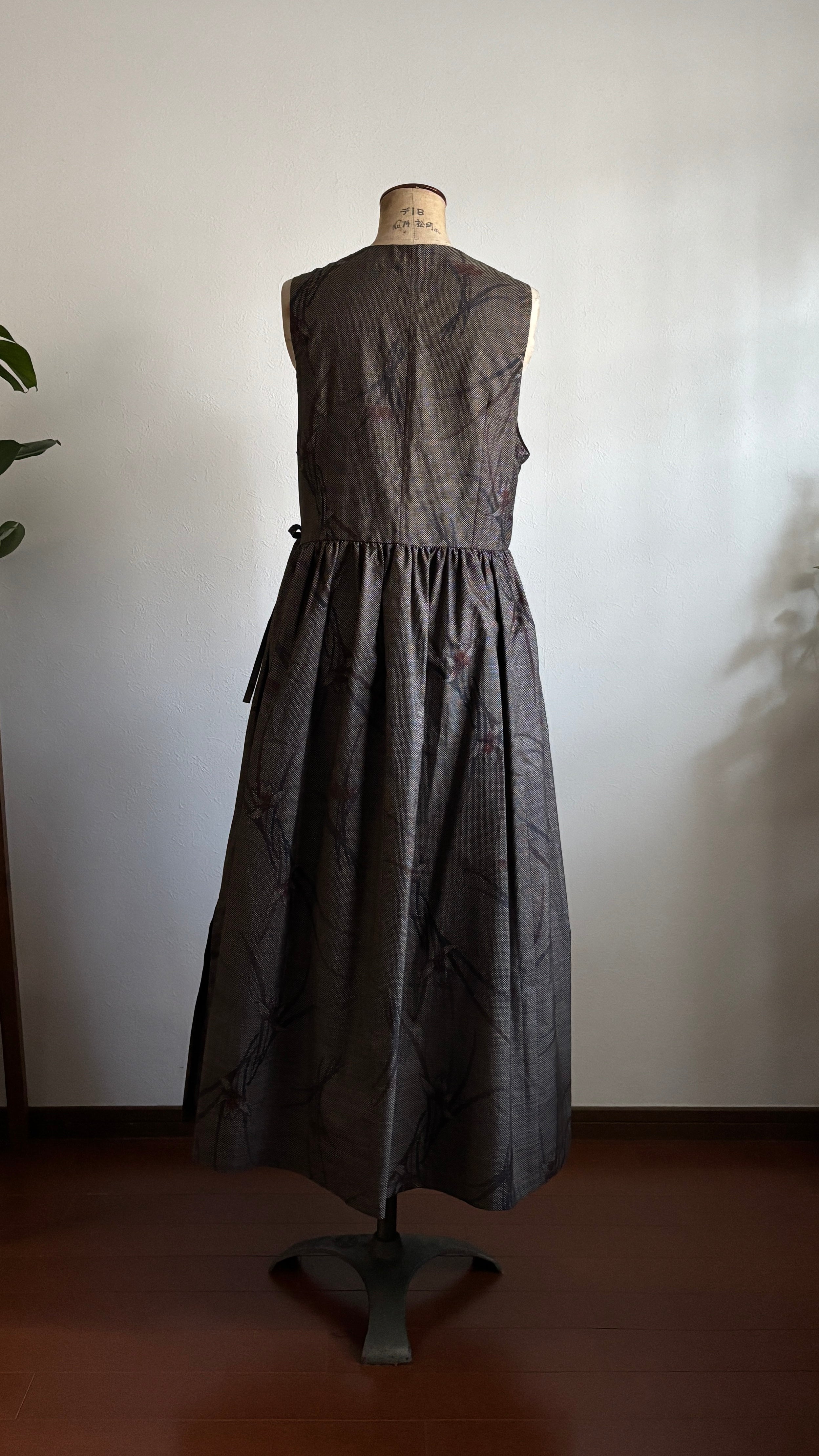 14－＼千尋 -CHIHIRO-／大島紬カシュクールワンピース  身幅48cm  着丈121cm