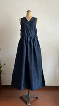 10－＼ 淡藍 －TANRAN－ ／  大島紬カシュクールワンピース　身幅45cm  着丈118cm