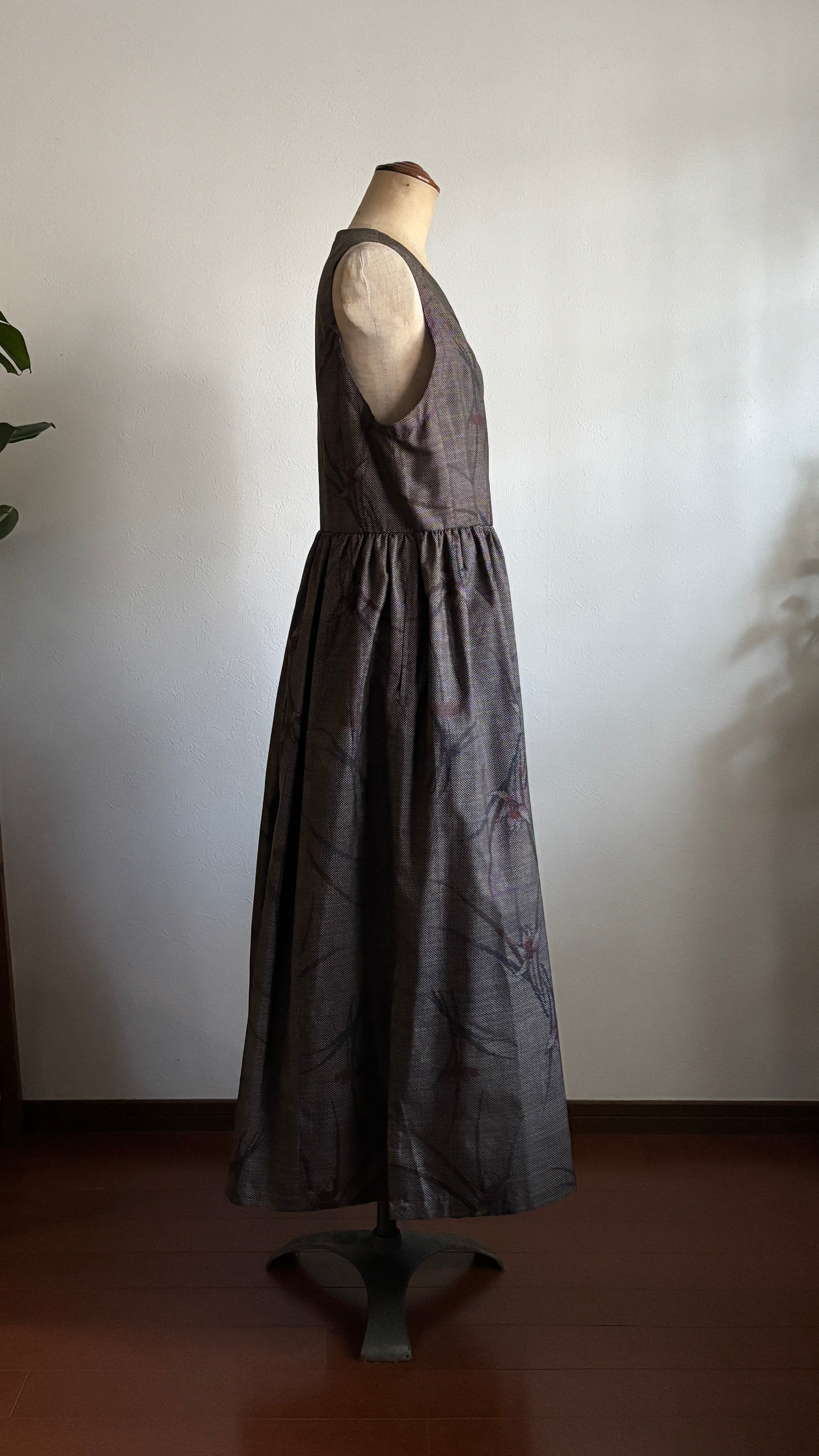 14－＼千尋 -CHIHIRO-／大島紬カシュクールワンピース  身幅48cm  着丈121cm