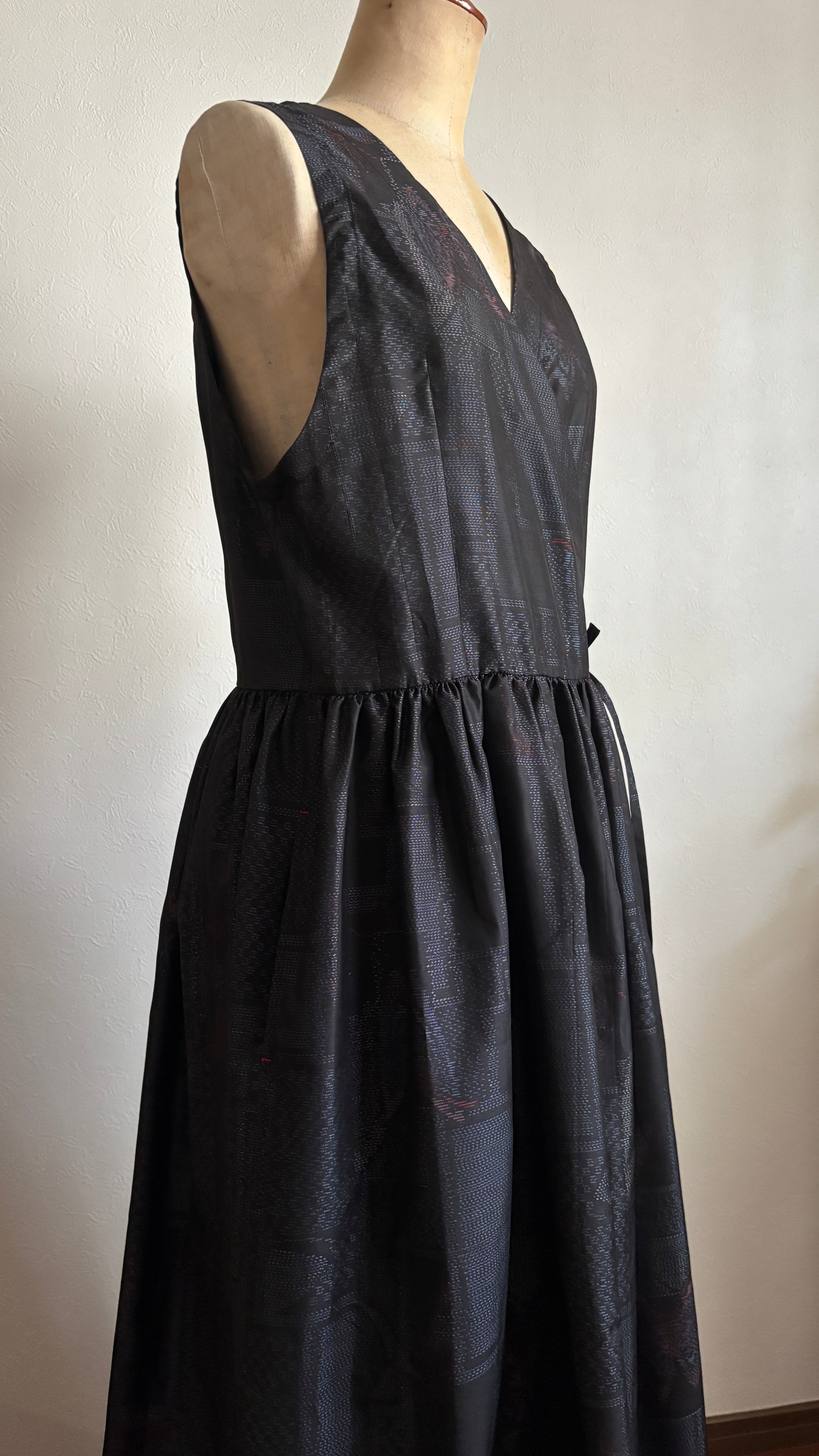 18－＼蝶子 -CHOUKO-／大島紬カシュクールワンピース  身幅48cm  着丈119cm