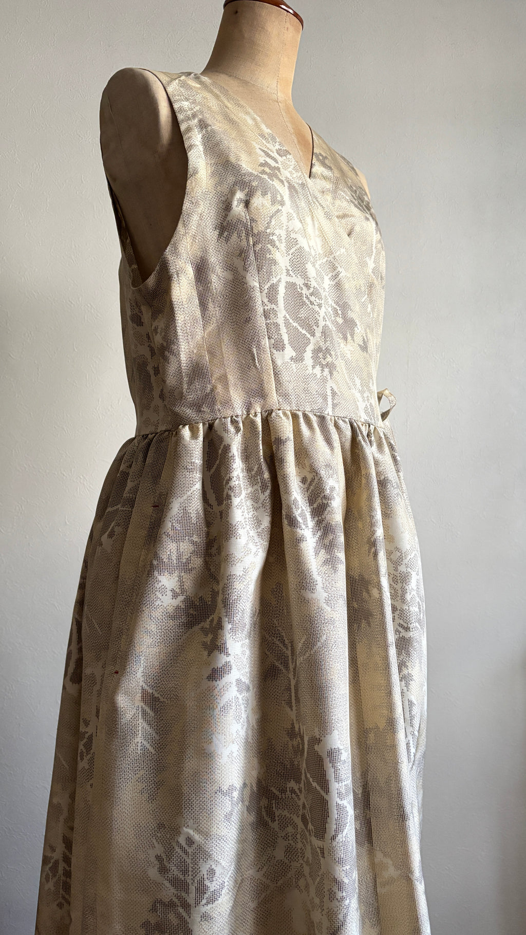 13－＼ 芙美 －FUMI－ ／大島紬カシュクールワンピース　身幅48cm  着丈118cm