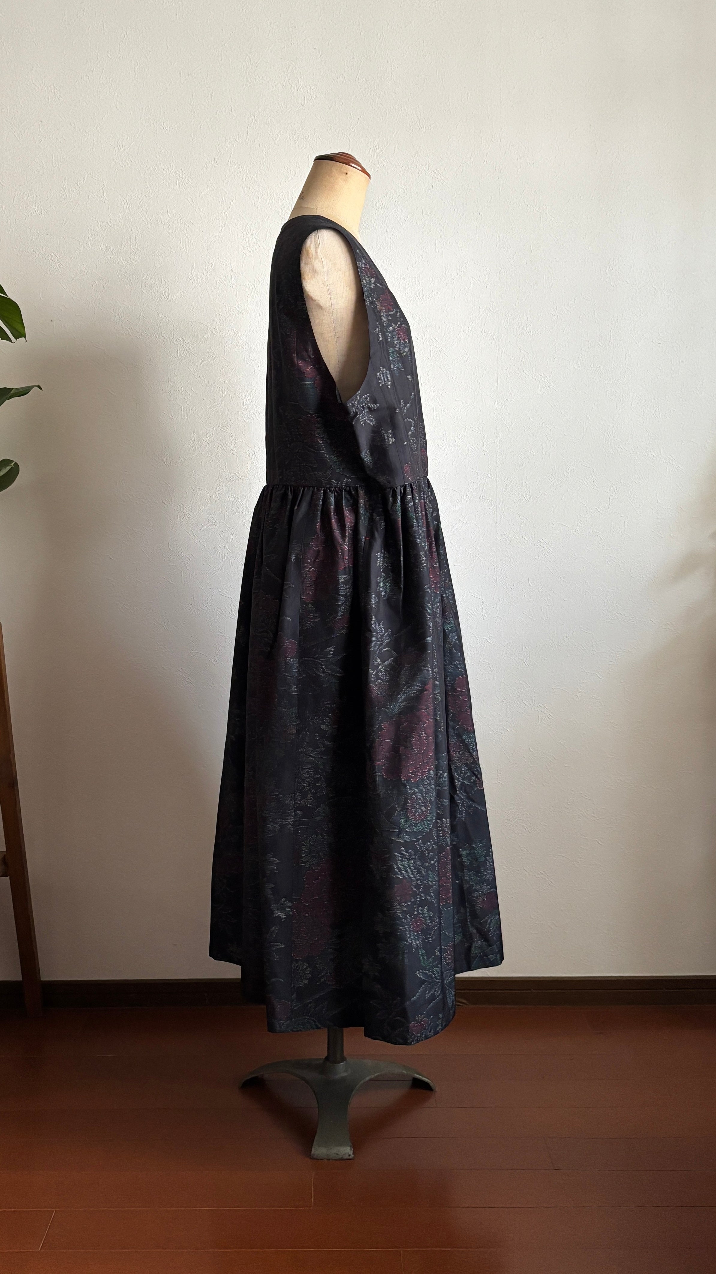 41－＼麗 -URARA-／大島紬カシュクールワンピース 身幅53cm 着丈117cm
