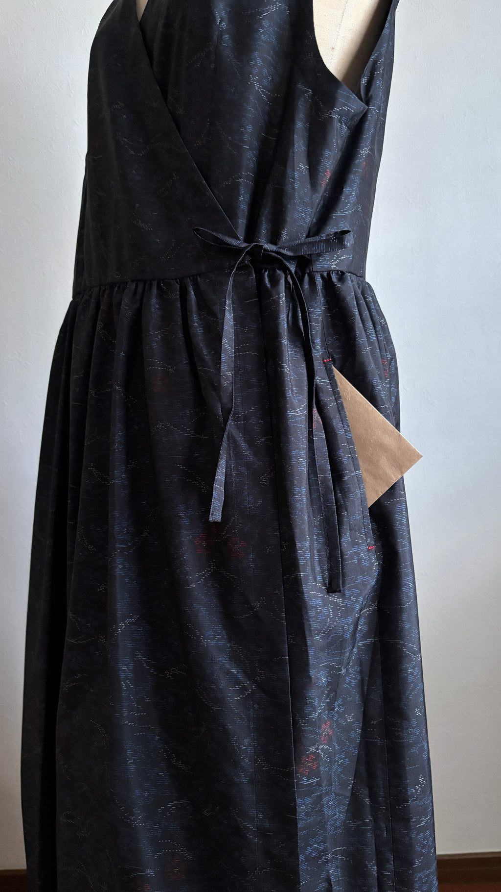 40－＼松花 -SHOUKA-／大島紬カシュクールワンピース 身幅53cm 着丈114.5cm