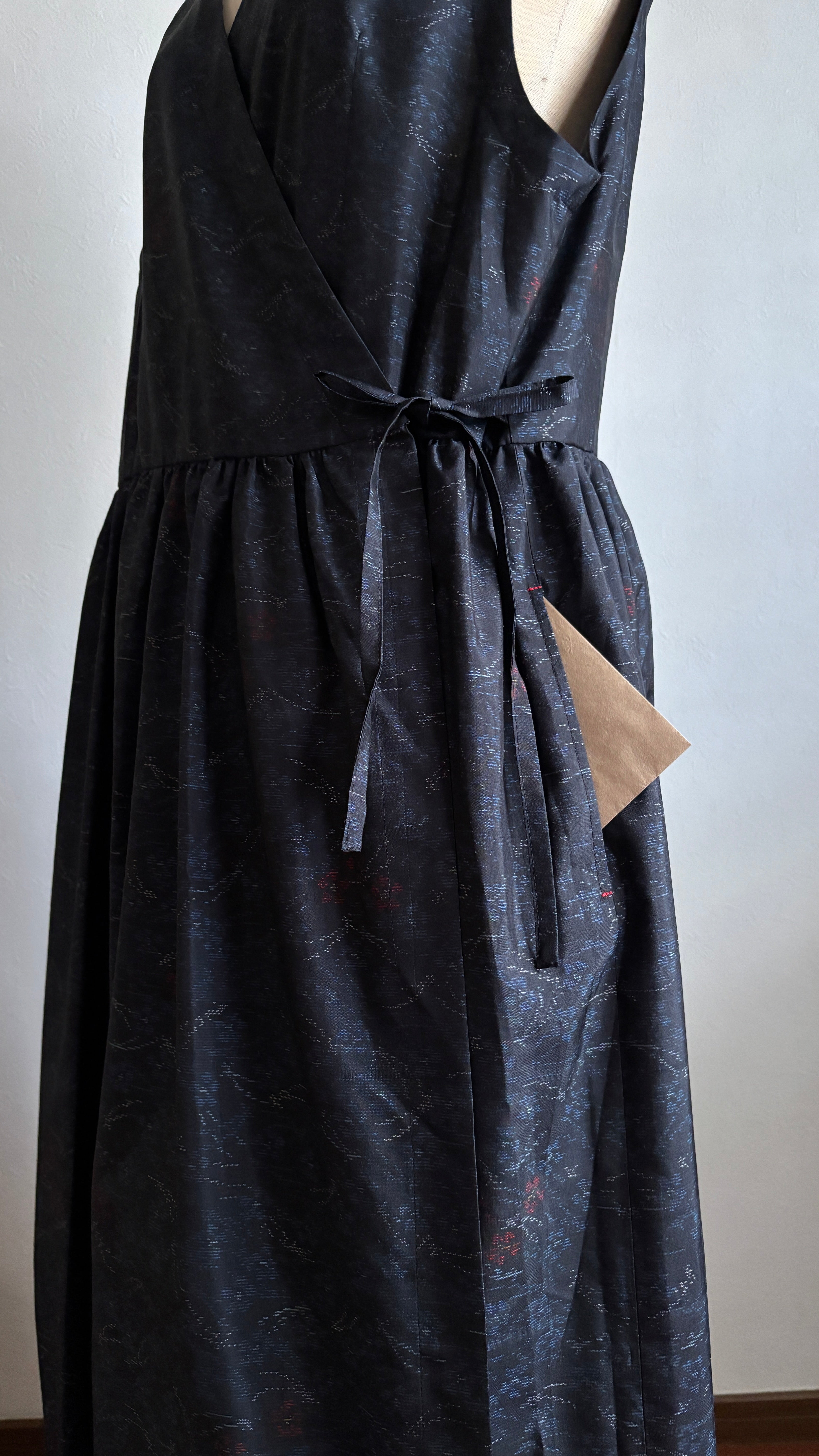 40－＼松花 -SHOUKA-／大島紬カシュクールワンピース 身幅53cm 着丈114.5cm